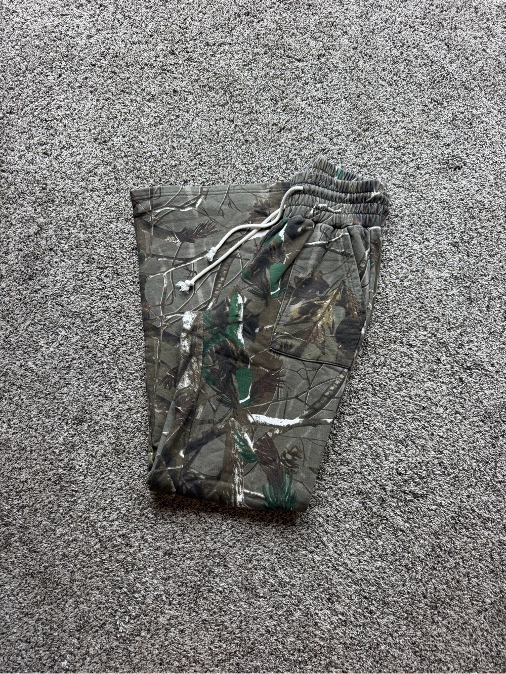 Wide Leg Women’s Camouflage Drawstring Pants - Green Camo